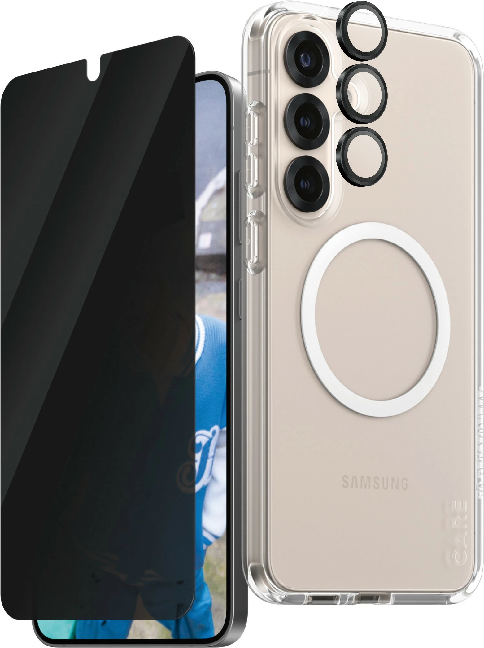 Mbështjellës PanzerGlass CARE Flagship 3-in-1, për Samsung Galaxy S25 Plus, transparent