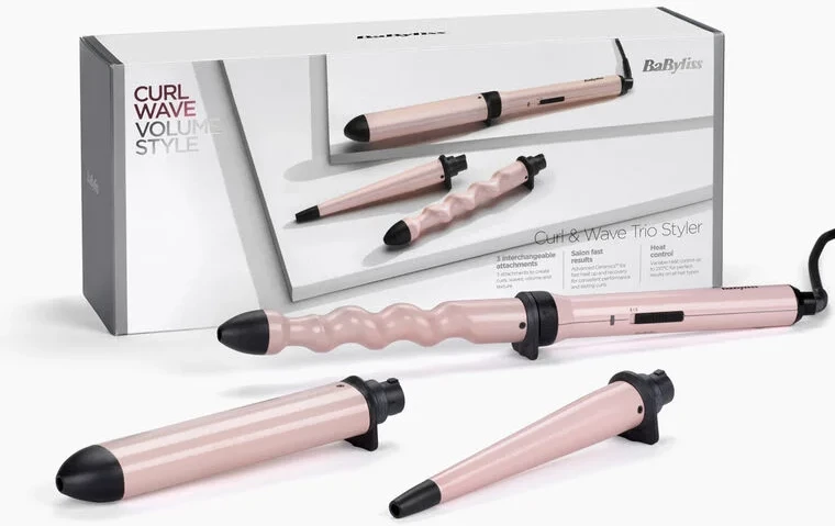Mashë flokësh 3-në-1, BaByliss MS750E, 3 koka të ndërrueshme, veshje qeramike, 180-200°C, rozë