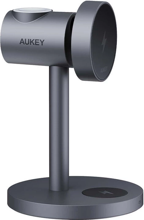Karikues wireless 3-në-1 Aukey LC-MC311 MagFusion, 15W Qi2, gri