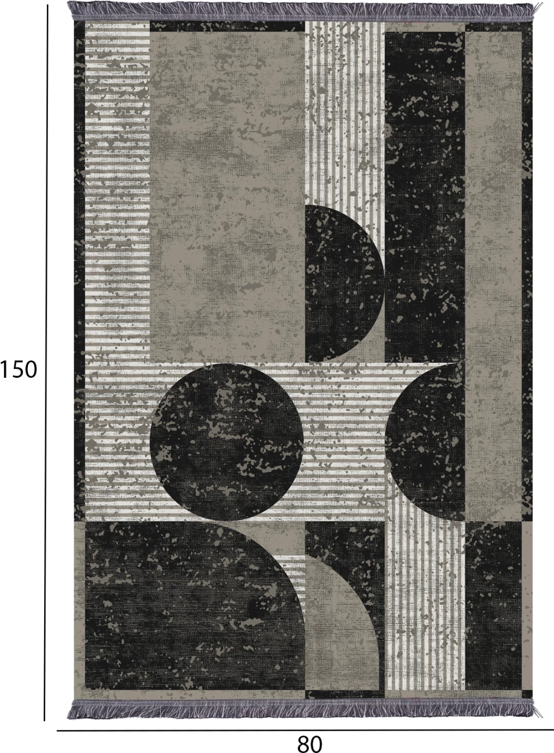 Tepih për dhomë ndeje me franja, Josiane FH7676.46, shumëngjyrësh, 80x150 cm