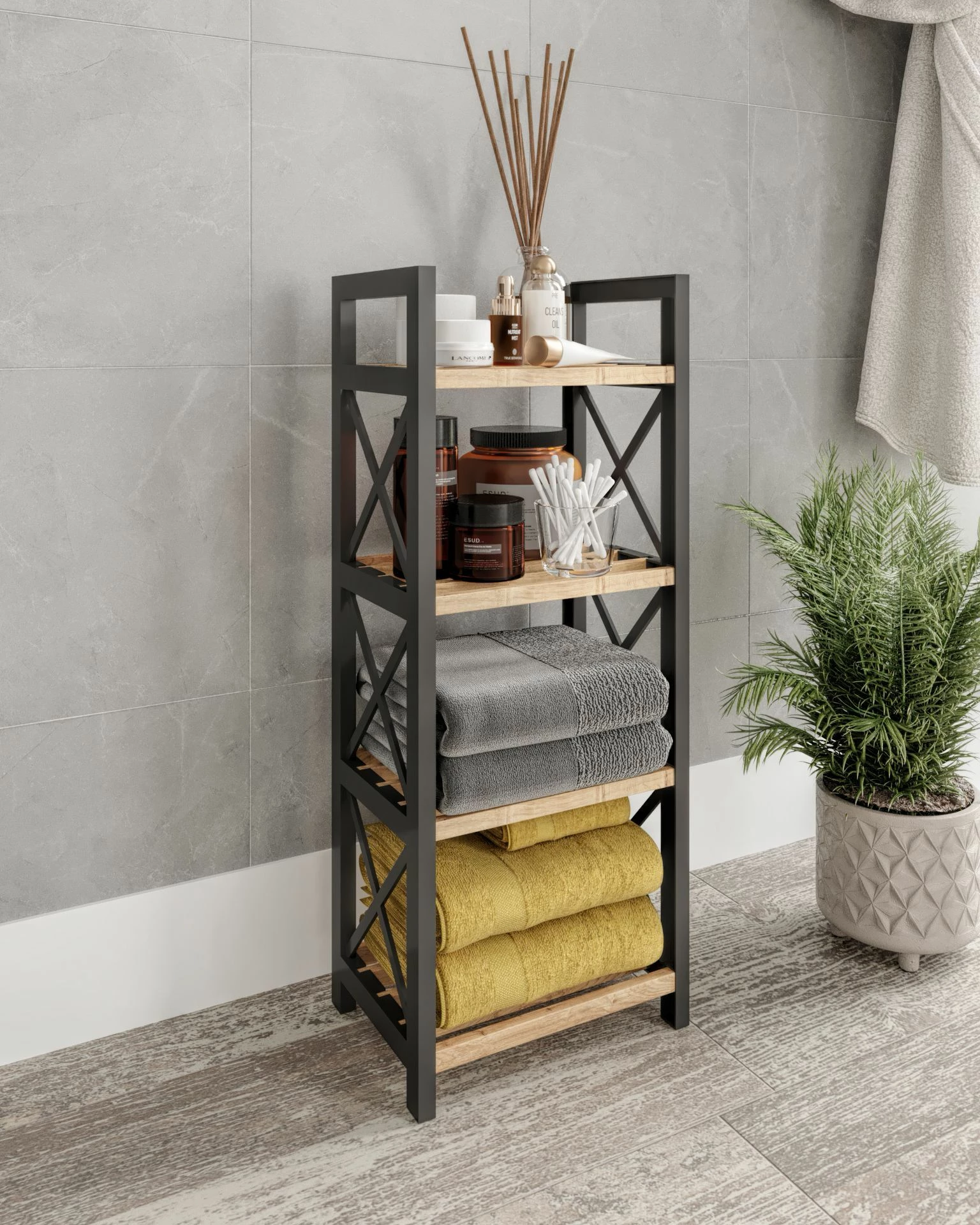 Raft multifunksional Skye Decor, Mini Flower 4, ngjyrë e zezë