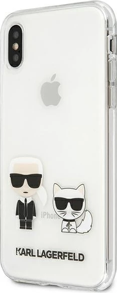 Mbështjellës Karl Lagerfeld Karl & Choupette për iPhone XS Max, Transparent