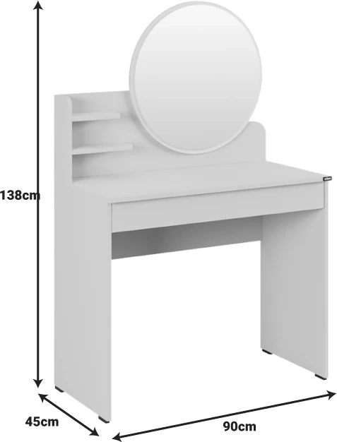 Tualet për dhomë gjumi me pasqyrë Nashi, ngjyrë mink, 90x45x138cm