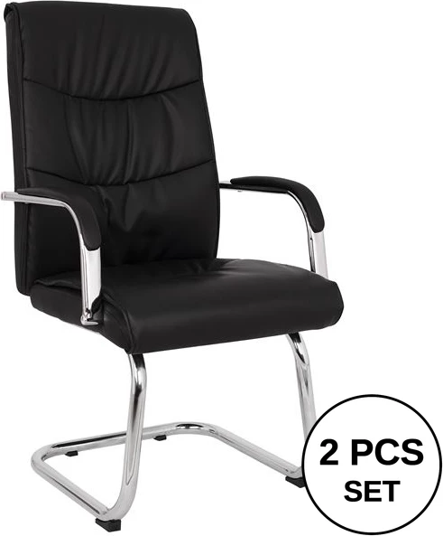 Karrige konferencash JACOB FH1045.11, ngjyrë e zezë PU, bazë e kromuar, 57x66,5x102 cm, set prej 2 copash