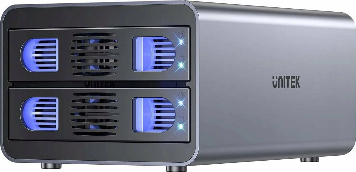 Kuti eksternale për disqe SATA Unitek S1308C01-EU 2-bay 2.5/3.5\" USB-C 10Gb/s RAID deri 40TB, gri