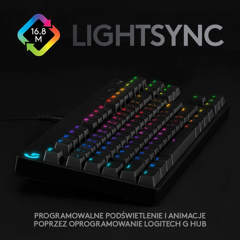 Tastierë gaming Logitech G PRO GX Blue 920-009392, TKL 80%, RGB, USB, US INTL, e zezë