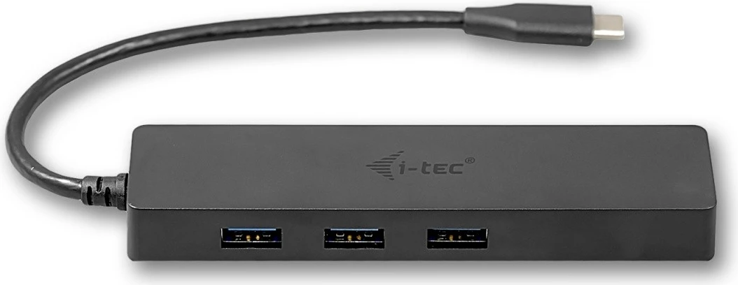 Kasë USB-C i-tec C31GL3SLIM me 3 porta USB dhe Gigabit Ethernet, e zezë