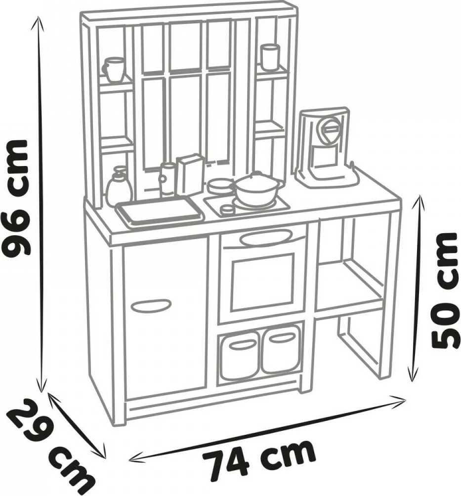 Kuzhinë lodër Smoby Loft Kitchen, plastikë, shumëngjyrëshe, set me 32 aksesorë