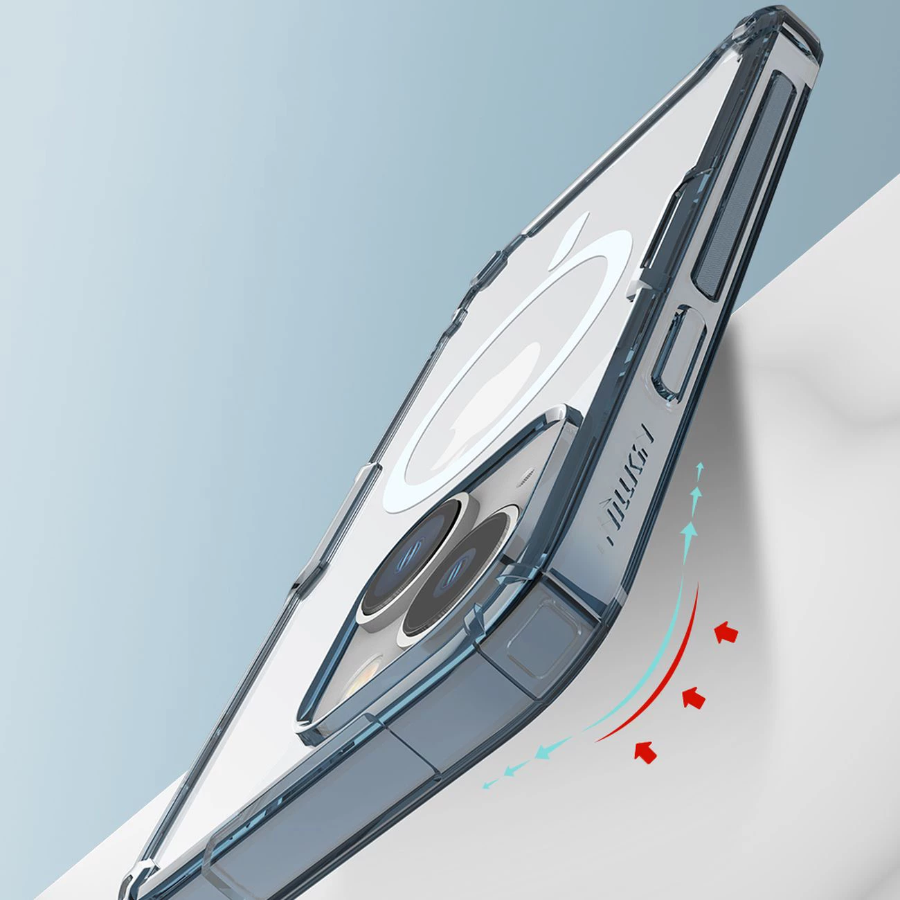 Mbështjellës Nillkin Nature Pro për iPhone 15 Plus, me MagSafe, transparent/blu