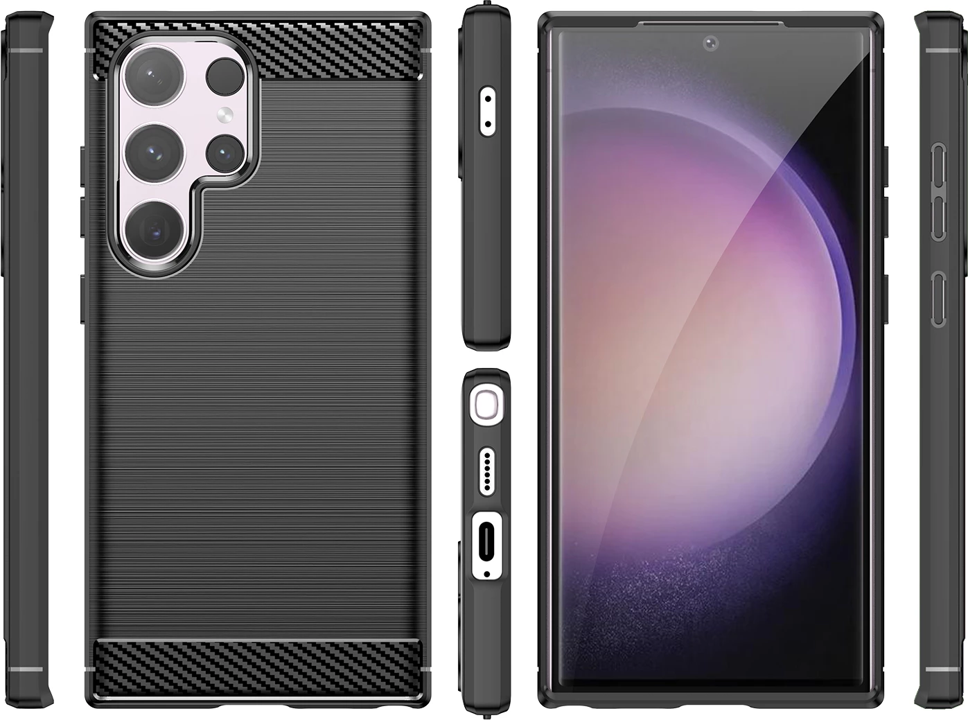 Mbështjellës Hurtel Carbon Case për Samsung Galaxy S24 Ultra, TPU, i zi