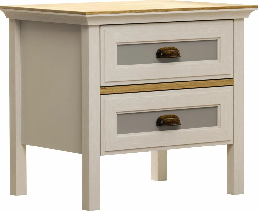 Komodinë anës krevati Skye Decor, krem, lis, gri, FRN-21016