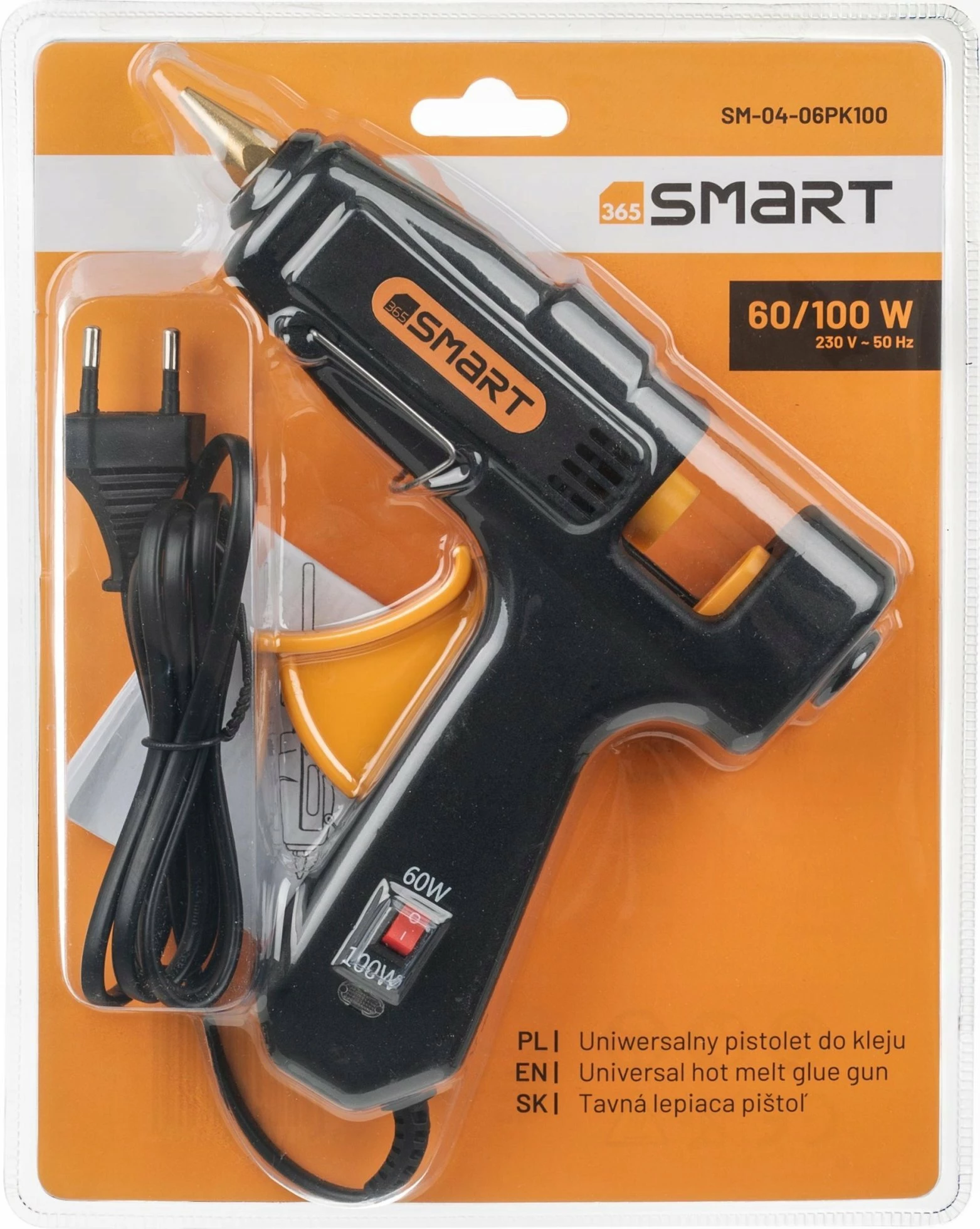 Pistoletë ngjitësi e nxehtë SMART365 04-06PK100 100 W, për shkopinj 11 mm, e zezë/verdhe