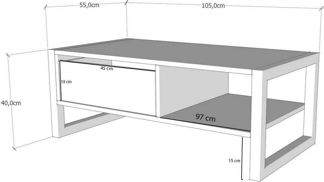 Tavolinë kafeje Skye Decor, Haldizen, ngjyrë Atlantic Pine dhe e zezë