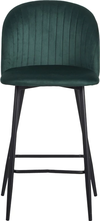 Karrige për bar, kadife, ngjyrë e gjelbër e errët, këmbë metali të zeza, 53x46.5x96.5