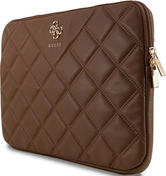 Mbështjellës laptopi Guess Quilted 4G, 14 inç, Kafe