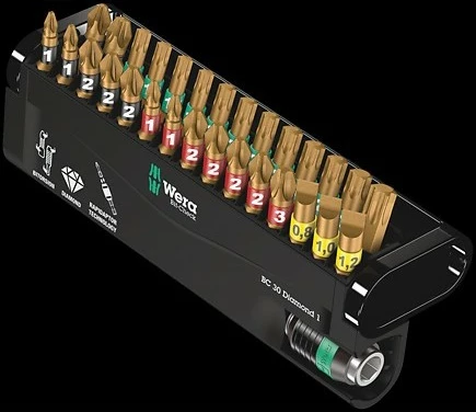 Set bitash Wera BC 30 Diamond 1, 30 copa, Phillips/Pozidriv/Torx, me kuti bartëse