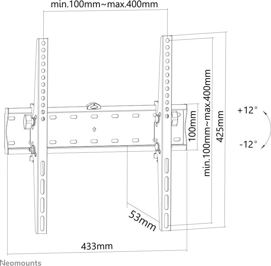 Mbajtës muri për TV Newstar FPMA-W350BLACK, 32-55 inç, çelik, i zi