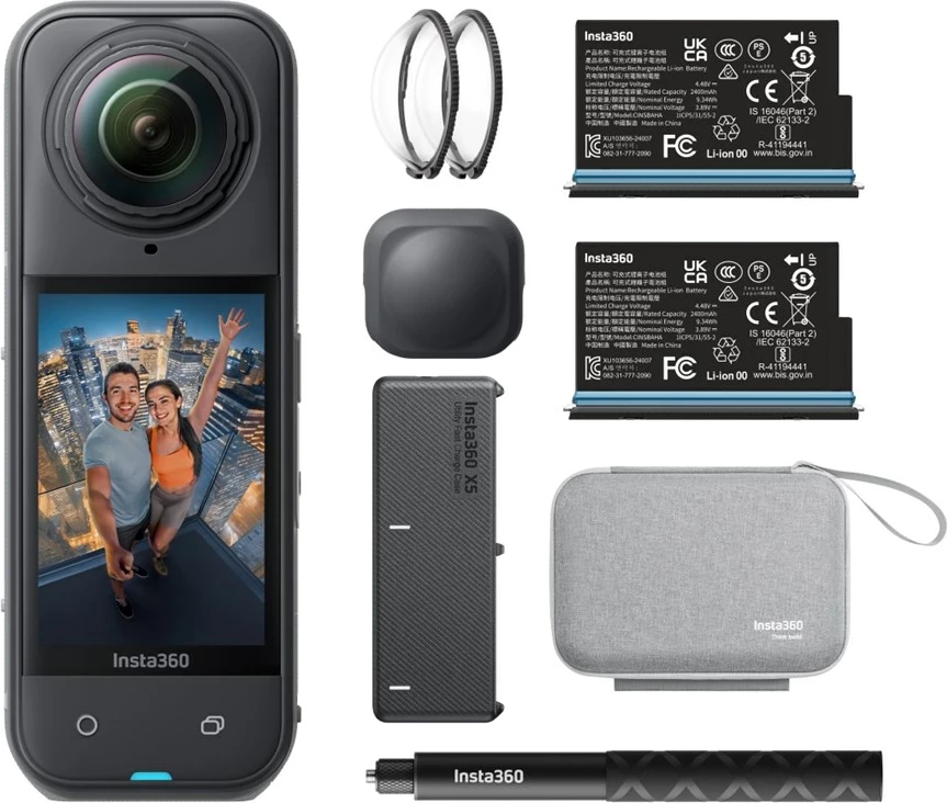 Kamerë aksioni 360 Insta360 X5 Essentials Bundle, 8K Ultra HD, e zezë
