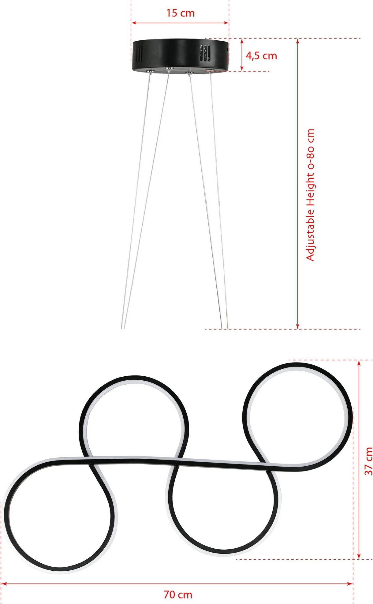 Llambë tavani Opviq Swing, e zezë, dritë e bardhë