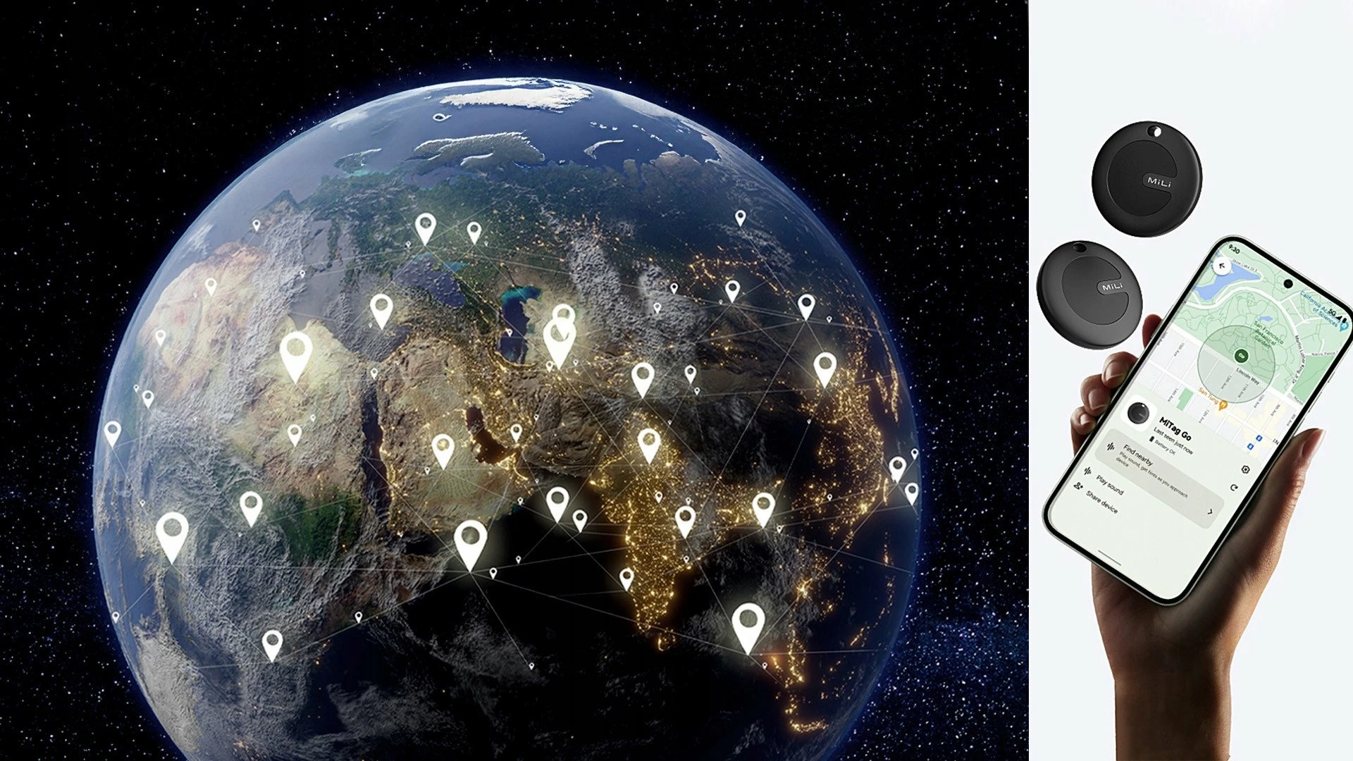 Gjurmues Bluetooth MiLi MiTag APL për iOS, BLE 5.2, IPX67, me këllëf, 3 copë, i zi