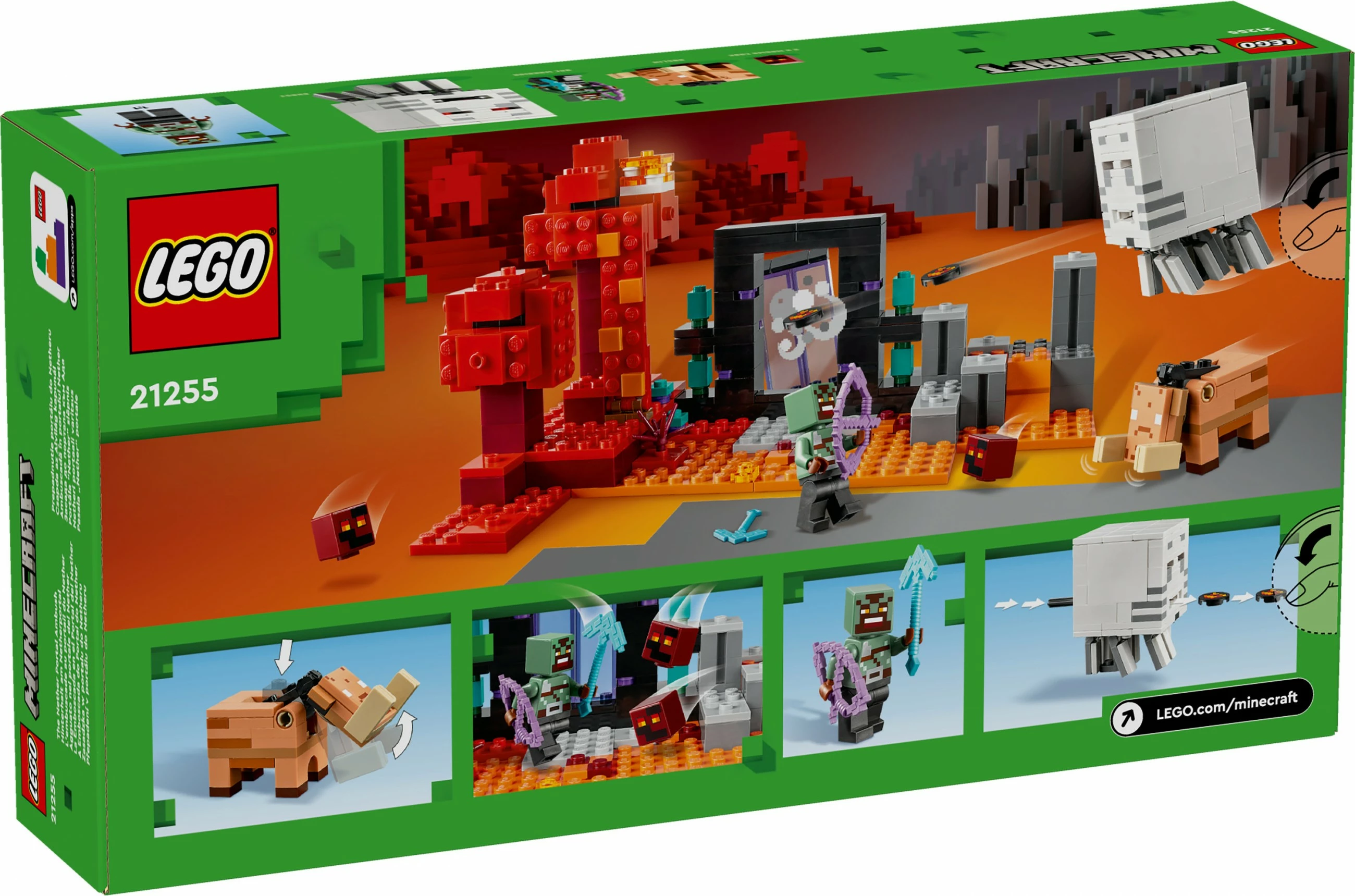 Set ndërtimi LEGO Minecraft 21255 Hinterhalt am Netherportal, shumëngjyrësh