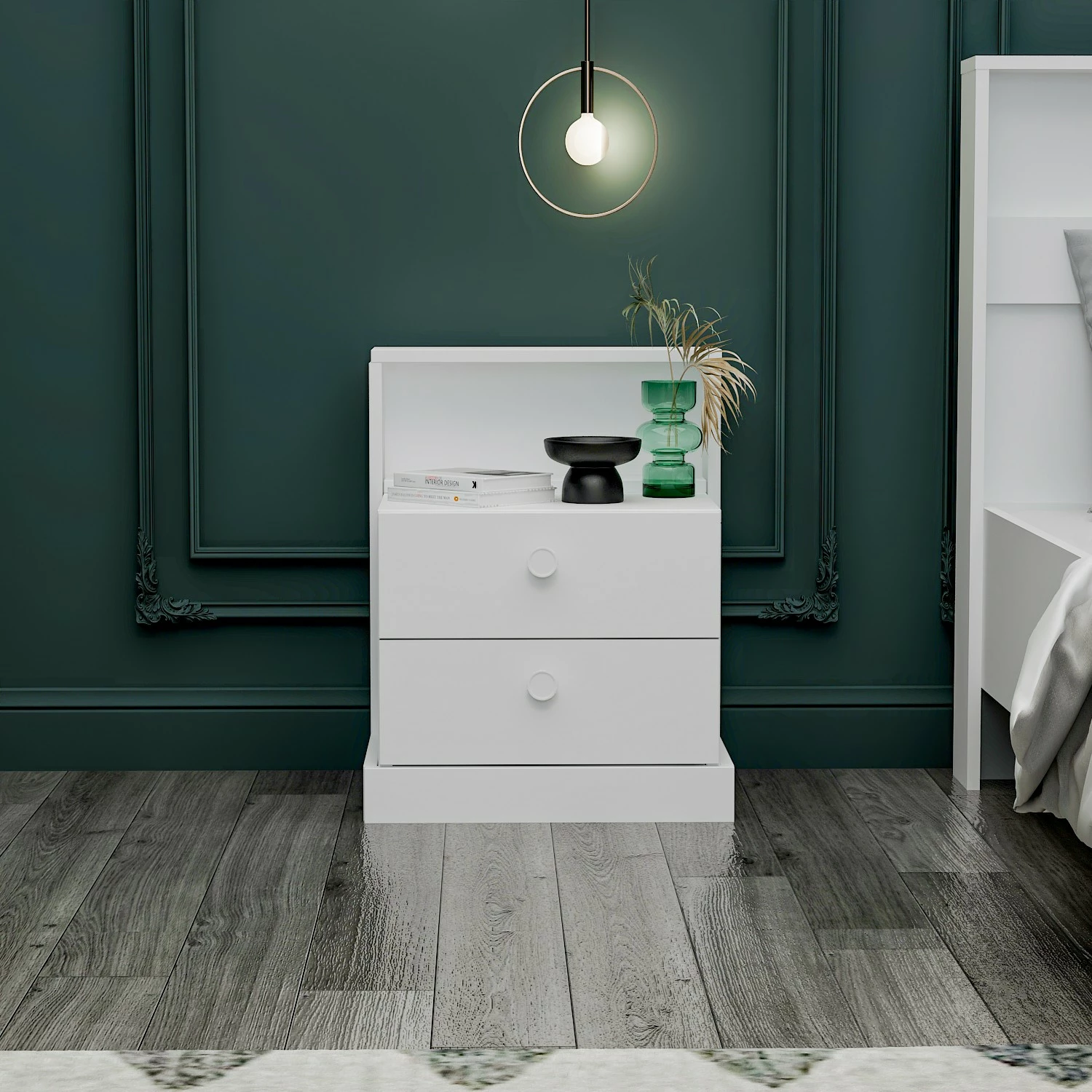 Komodinë Skye Decor, e bardhë