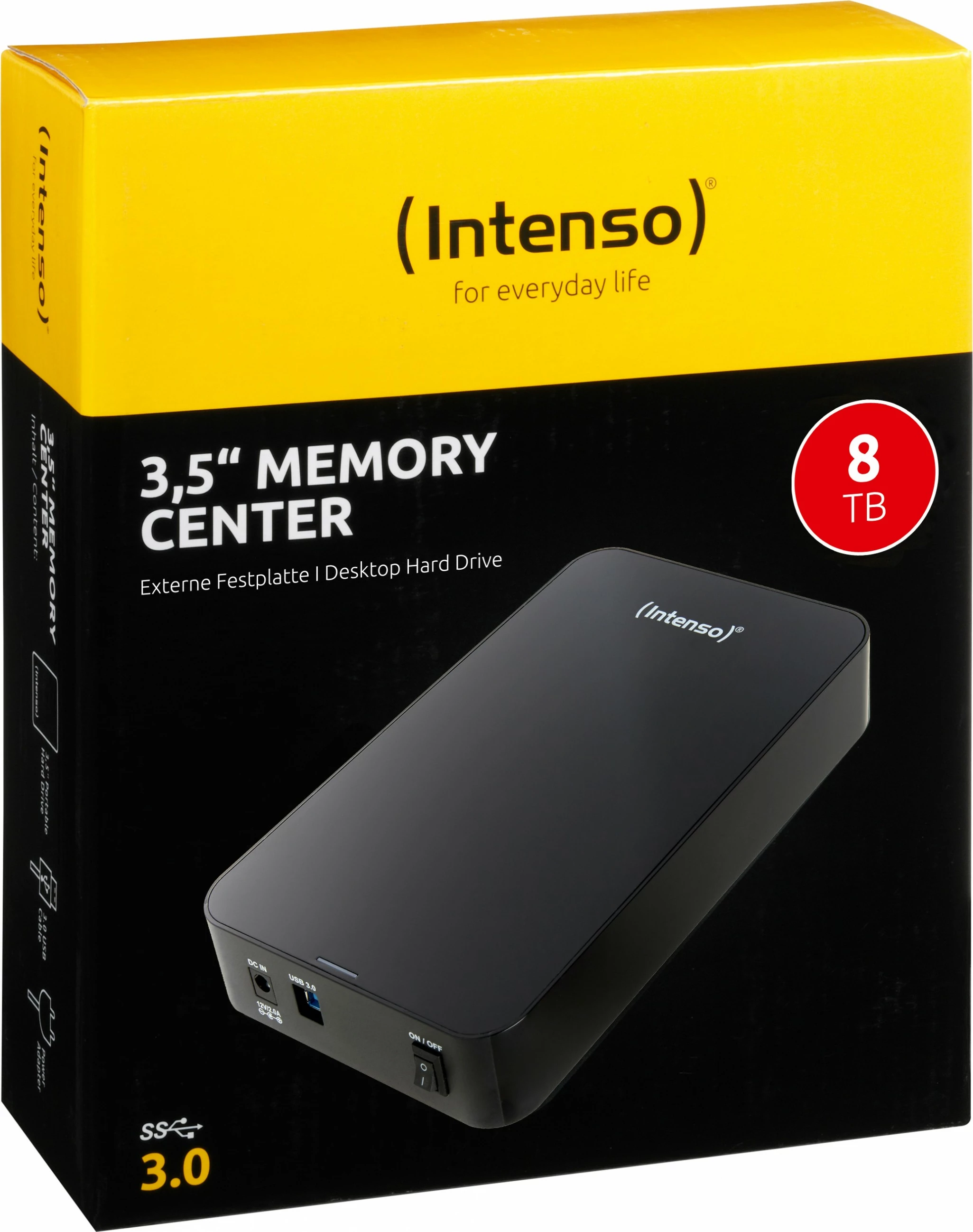 Hard disk i jashtëm Intenso Memory Center, 8 TB, 3.5", 3.2 Gen 1 (3.1 Gen 1), i zi