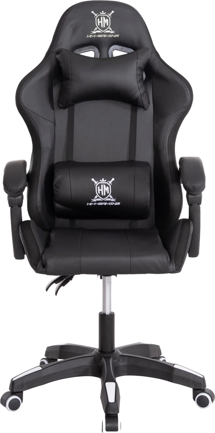 Karrige gaming DARREN FH1203.04, e zezë-bardhë, PVC & najlon, 51x49x125Hcm