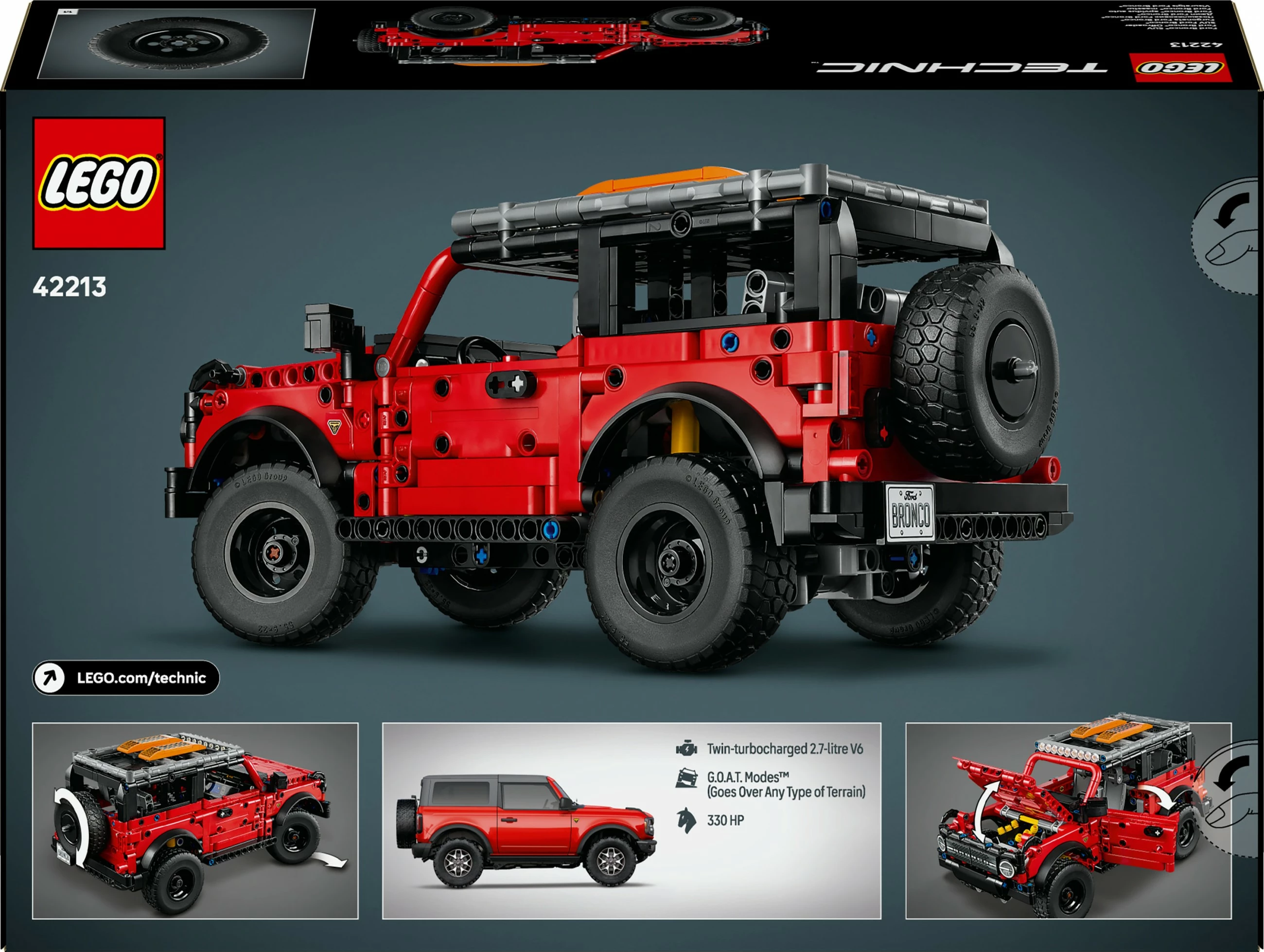 Set ndërtimi LEGO Technic Ford Bronco 42213, 943 pjesë, multikolor