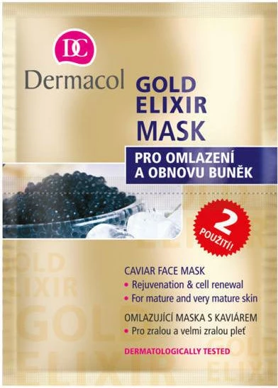 Maskë për fytyrë Dermacol Gold Elixir Caviar Face Mask për femra, 2x8g