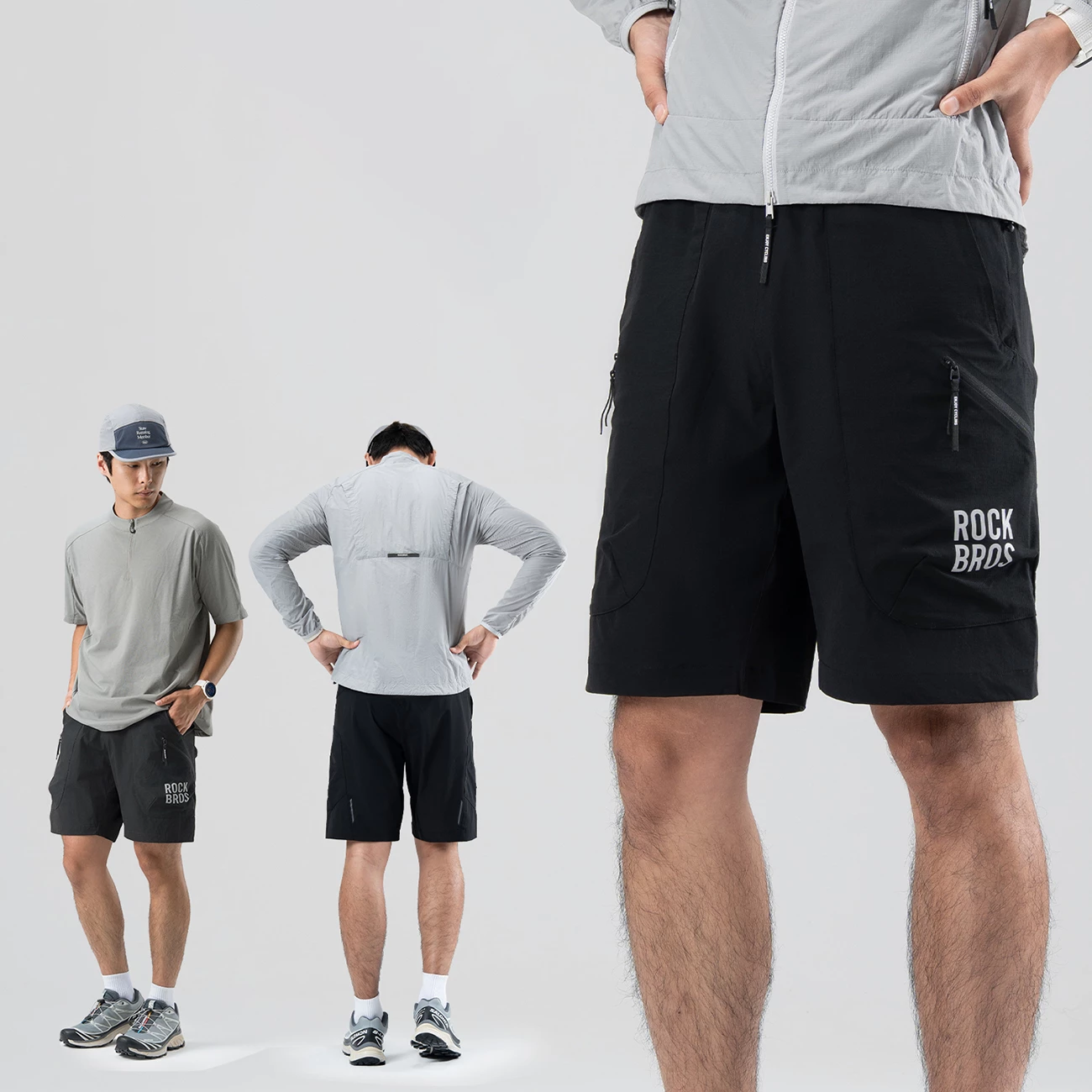 Shorce sportive Rockbros YDDK015, XXL, me rrip, me xhepa me zinxhir, e zezë
