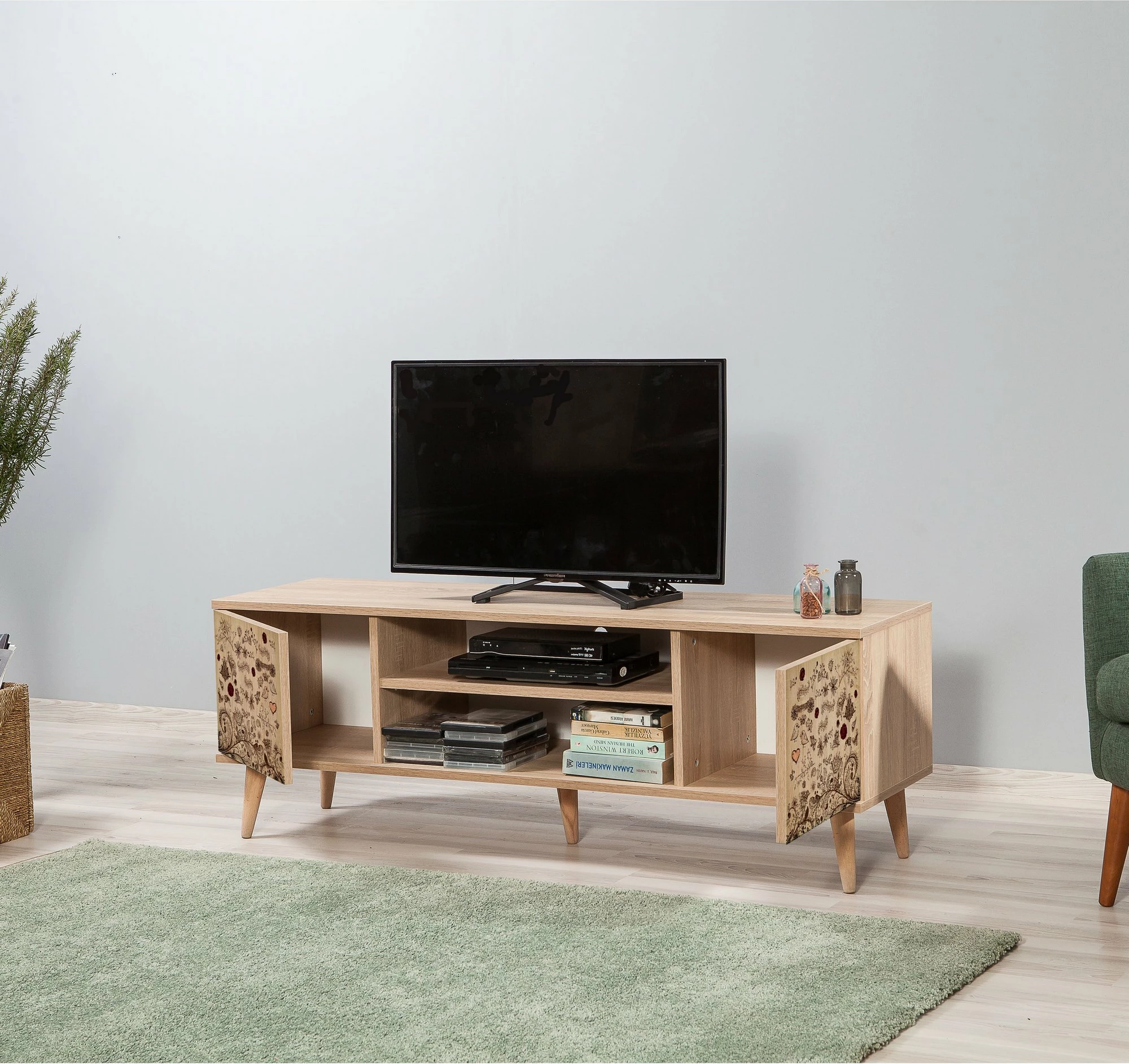 Komodë për TV Truva, ngjyrë lisi Sonoma, Hanah Home, 140x50x40 cm
