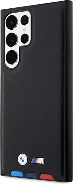 Mbështjellës BMW Leather Stamp Tricolor për Samsung Galaxy S23 Ultra, i zi
