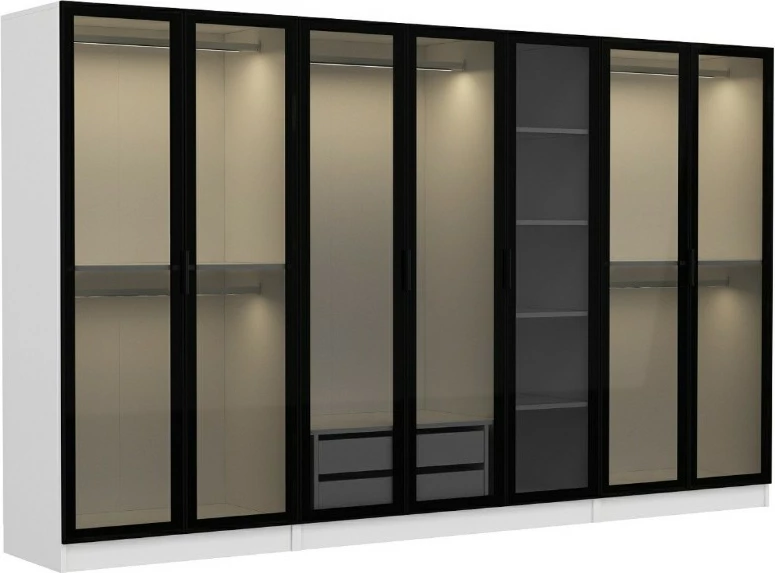 Dollap modern për dhomë gjumi, ngjyrë e bardhë dhe e zezë, Skye Decor, 6639