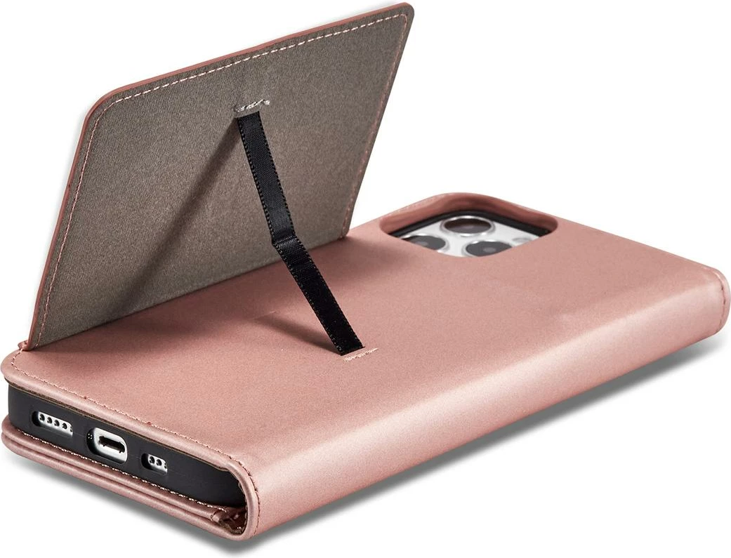 Mbështjellës Hurtel Magnet Card Case për iPhone 12 Pro Max, me xhep për karta, rozë