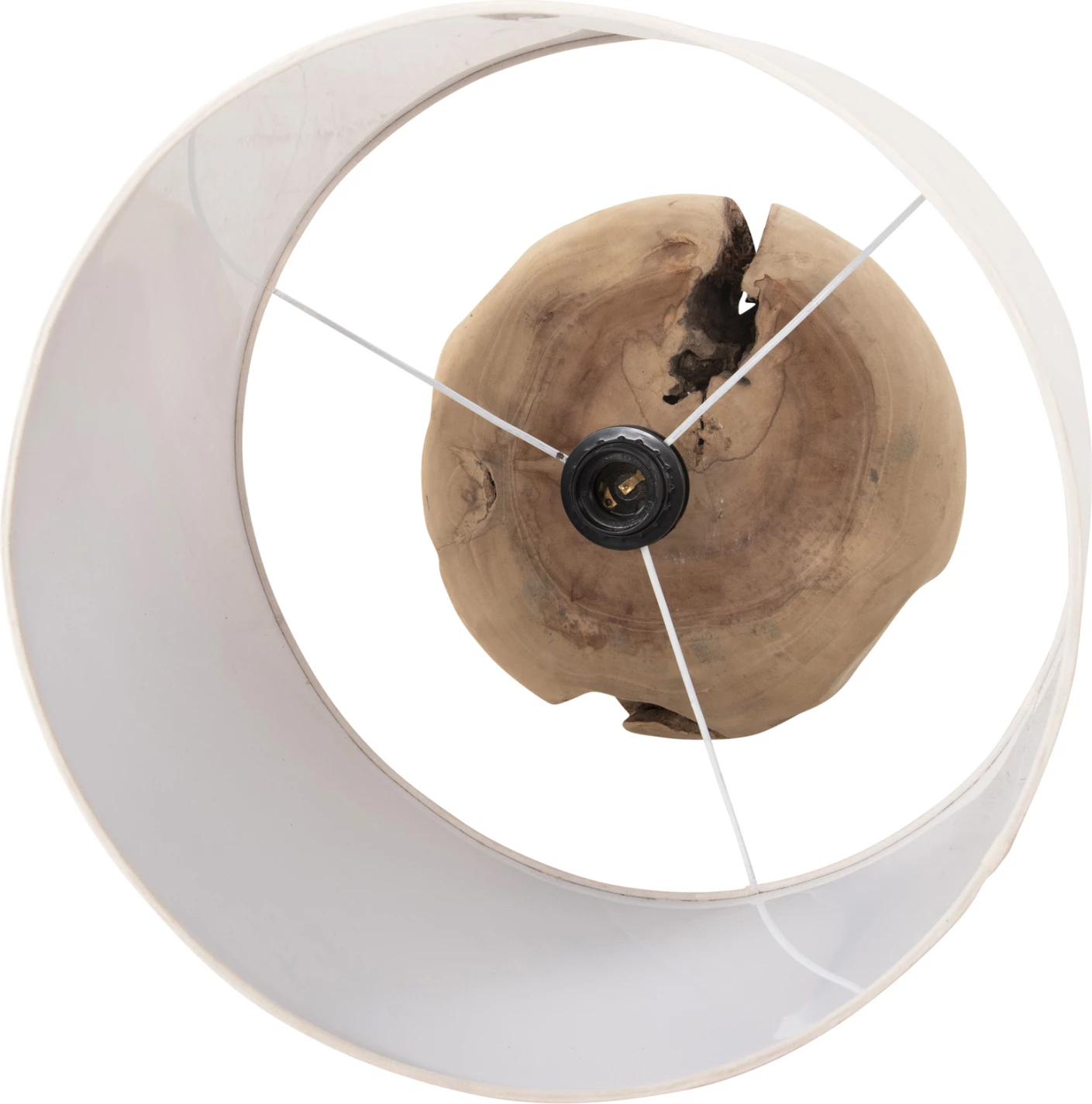 Lampë tavoline ORANYE FH4421 dru tik-PVC e bardhë Φ40x53Hcm