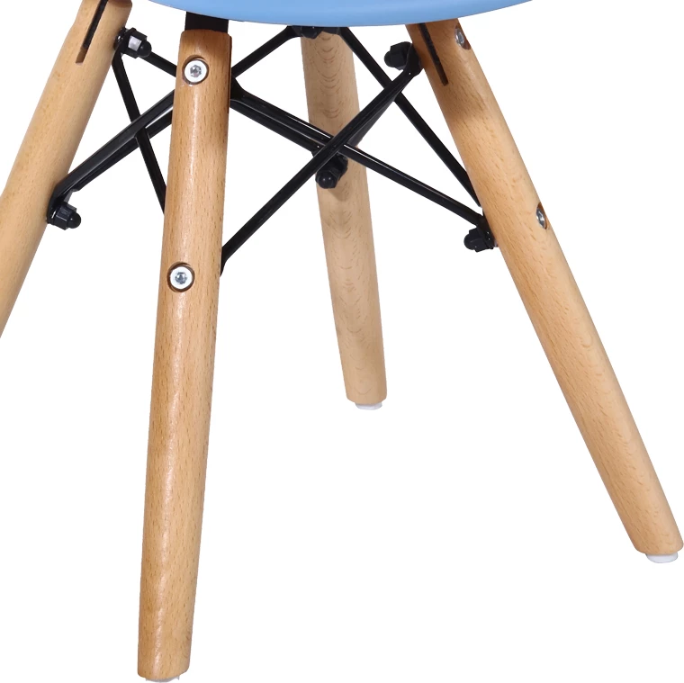 Karrige për fëmijë Julita, PP blu, dru ahu natyral, 35x31x57.5cm (set prej 4 copash)