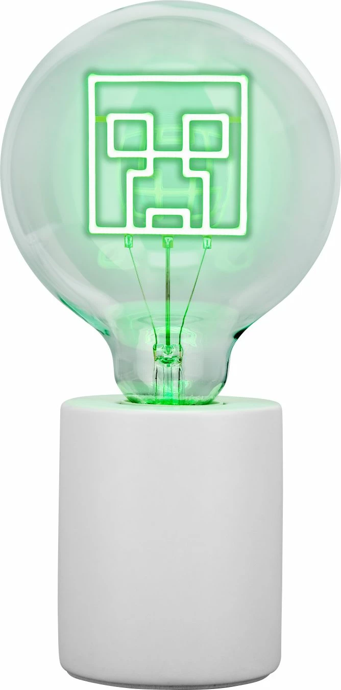 Lampë tavoline LED neon Paladone Minecraft Creeper E27 24 cm, jeshile
