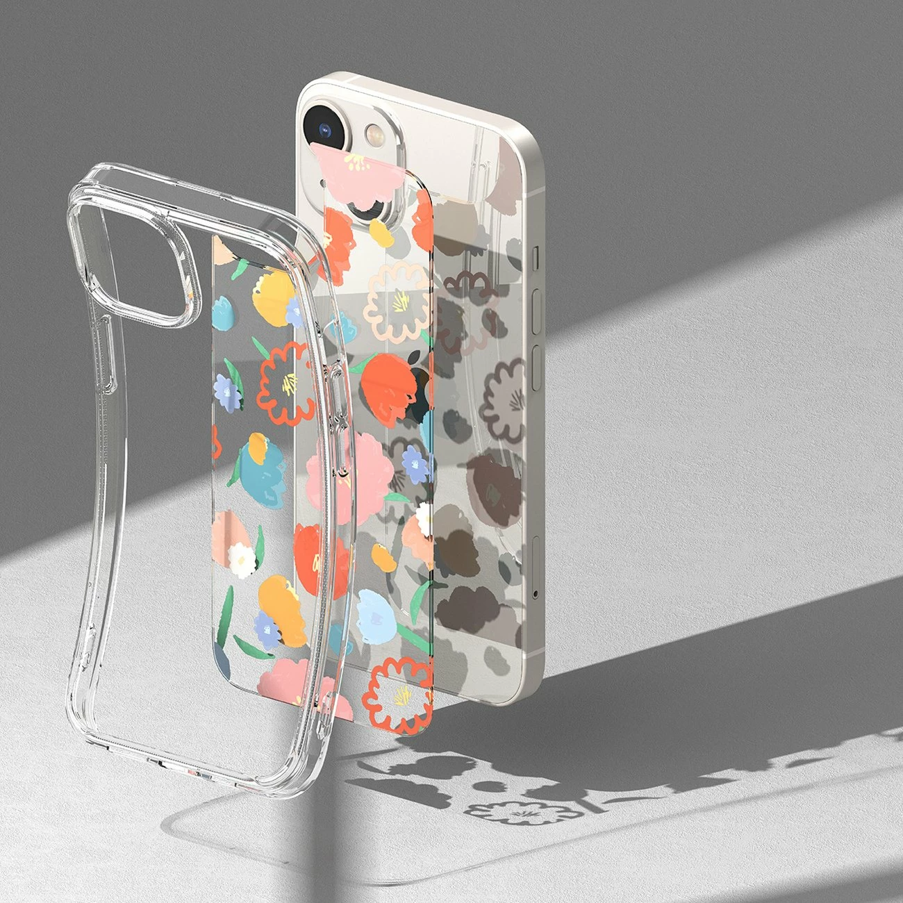 Mbështjellës Ringke Fusion Design për iPhone 14 Plus, transparent me lule