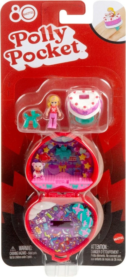 Set lodrash Polly Pocket Mattel JGK21, 80 vjetori, me mikro kukull dhe aksesorë, Kuqe