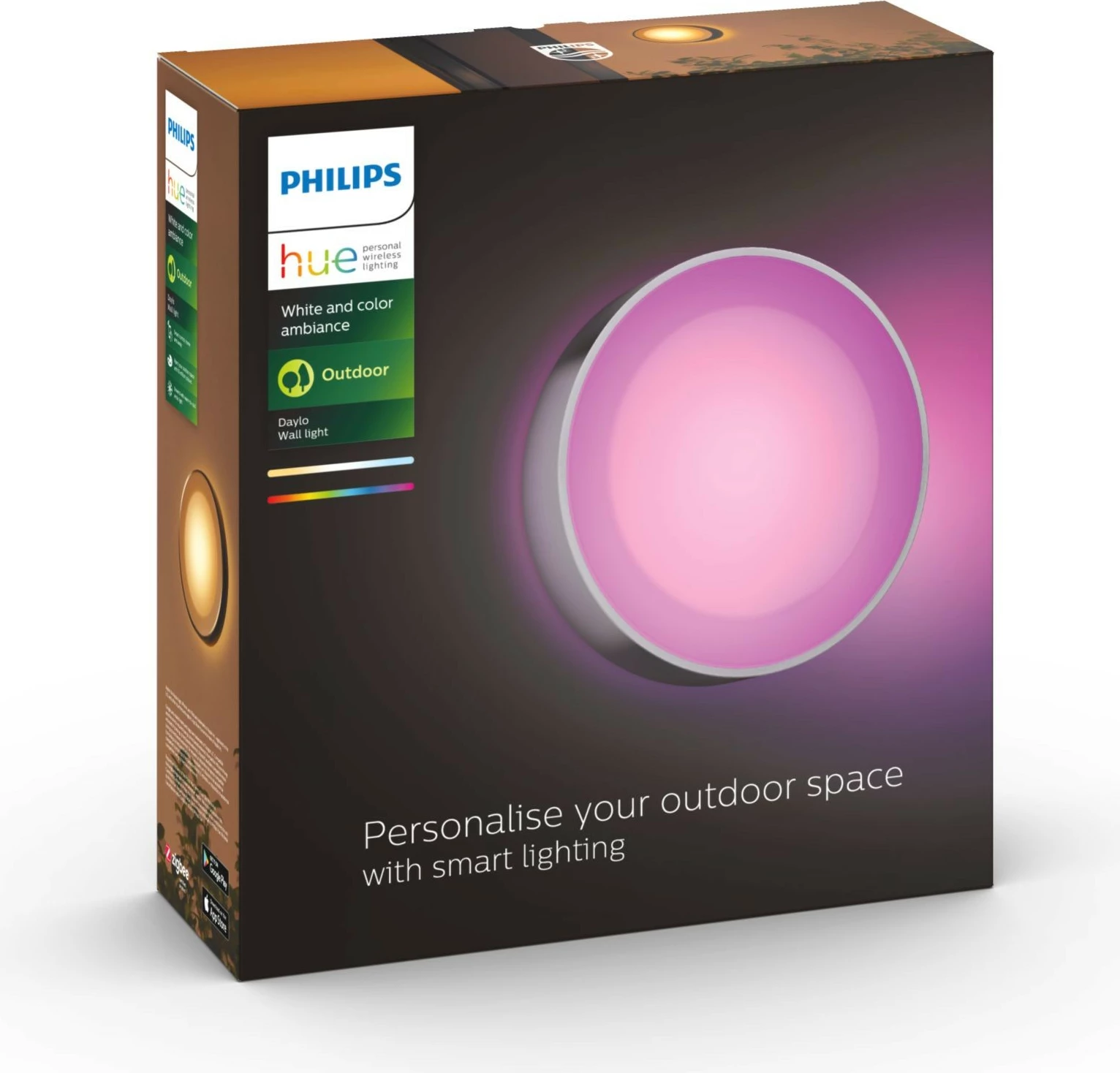 Dritë muri Philips Hue Daylo, LED, çelik inox, ngjyra të ndryshme