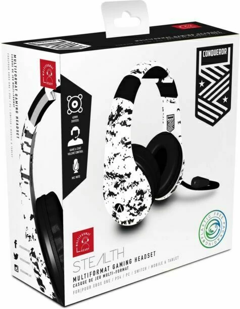 Kufje gaming 4Gamers Stealth Conqueror stereo me kabllo 3.5mm 1.2m, të bardha