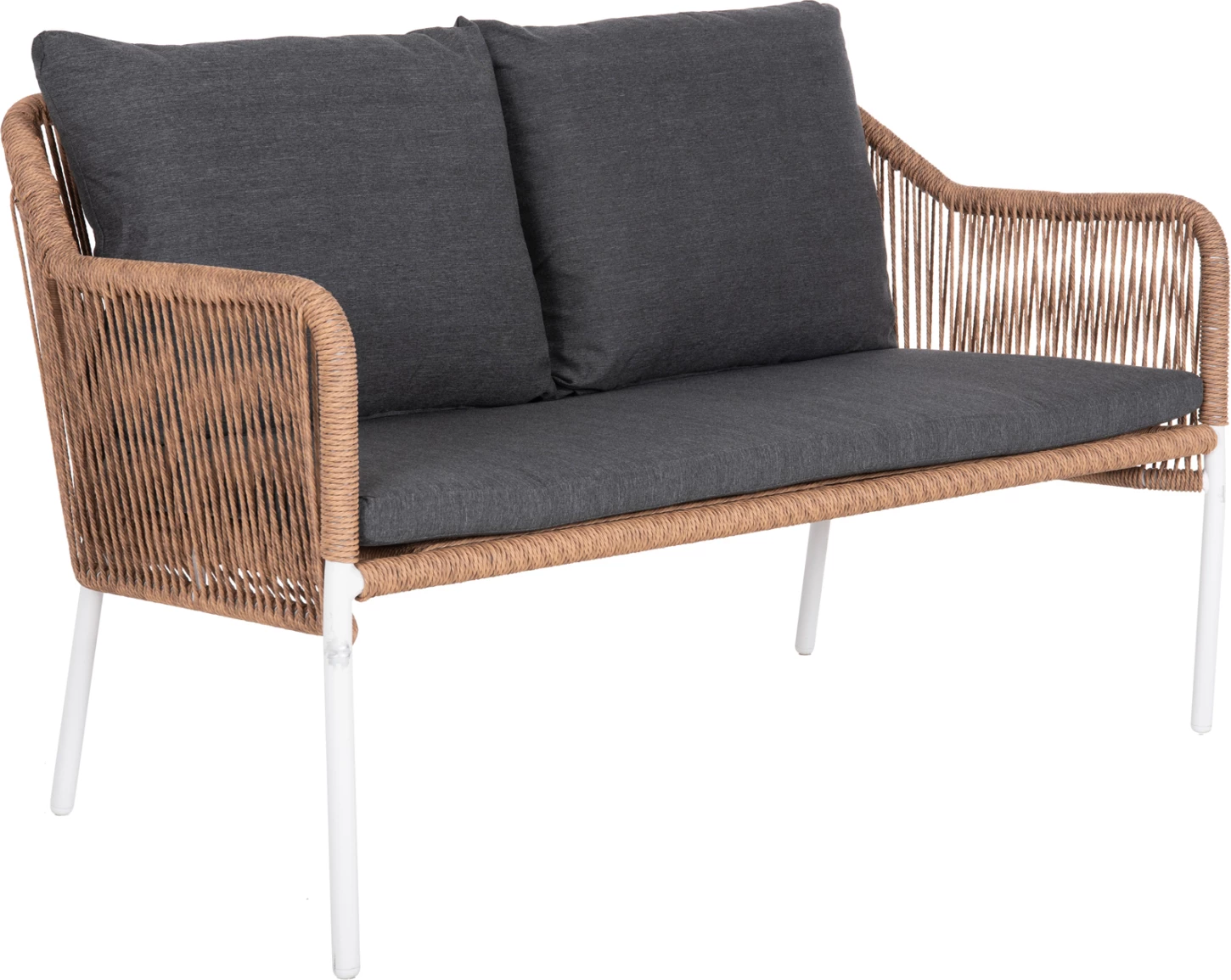 Divan i jashtëm 2-vendësh BAFFIN FH6054.01 alumini i bardhë-ratan PE bezhë-jastëk antracit