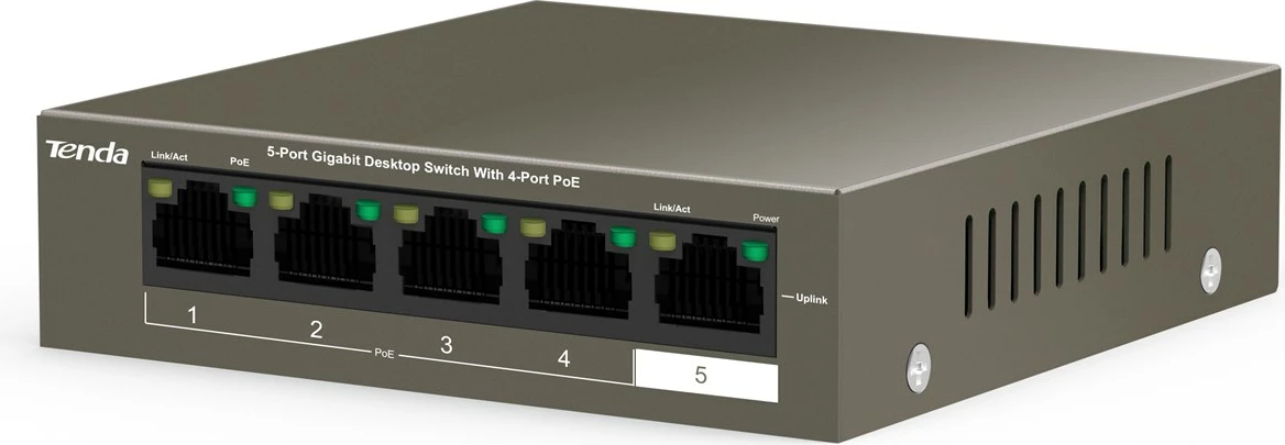 Switch Rrjeti Tenda TEG1105P-4-63W-EU, Gigabit Ethernet (10/100/1000), PoE, Gri