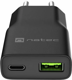 Karikues rrjeti Natec Ribera GaN Slim NUC-2377 20W 1x USB-A + 1x USB-C 3A i zi
