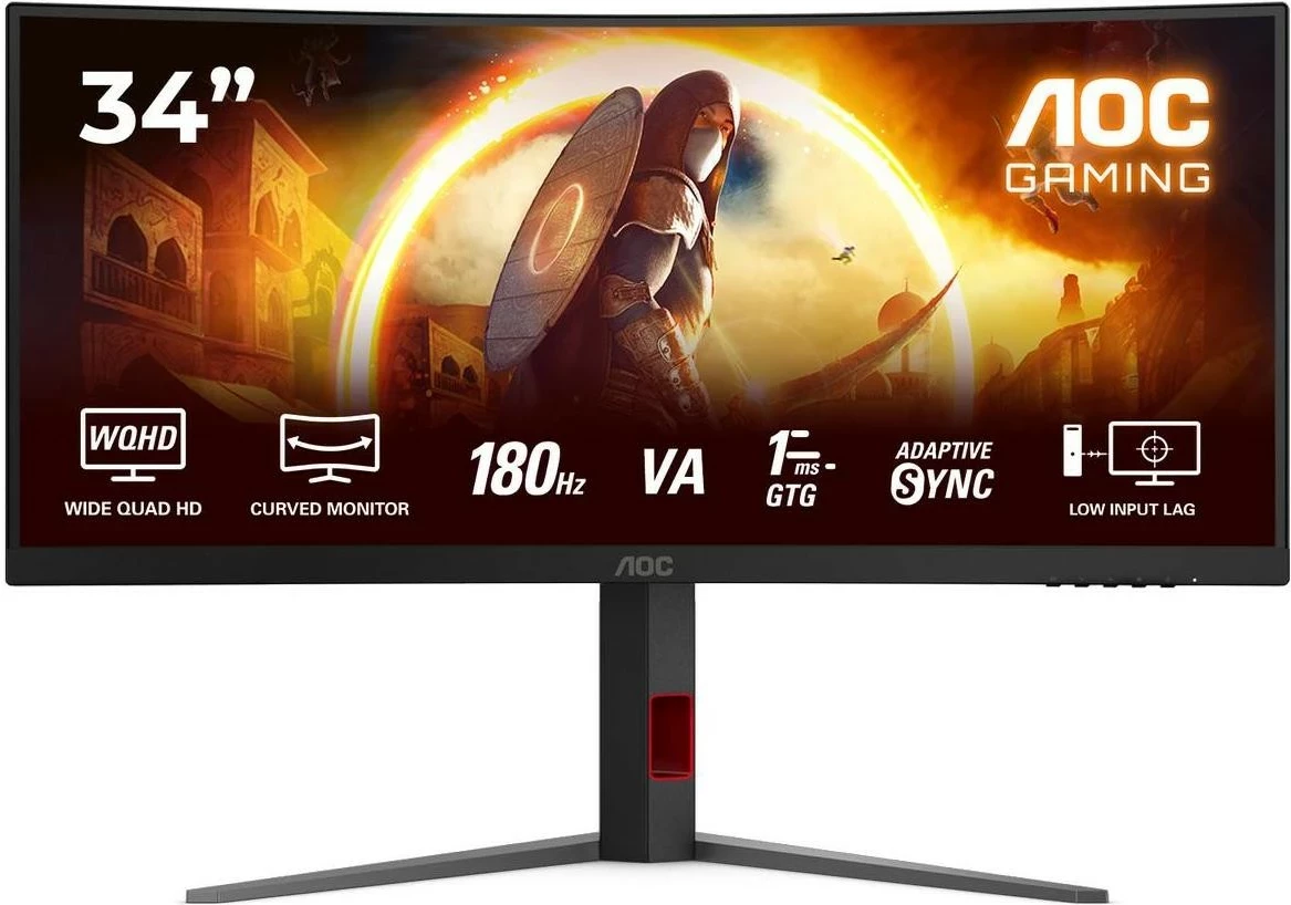 Monitor gaming AOC CU34G4, 34 inch, UWQHD, 180Hz, Fast VA, 0.5ms, i zi