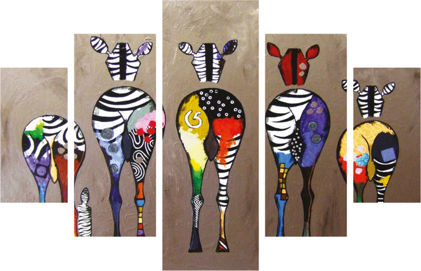 5 piktura MDF me zebrat shumëngjyrëshe 82Χ56x3 FH7207.03