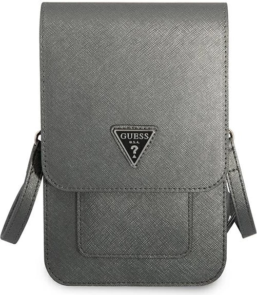Çantë smartphone Guess Saffiano Triangle, gri