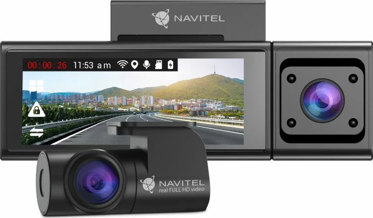 Kamerë regjistrimi për veturë Navitel RC3 Pro, 3 kamera, Full HD 1080p, Wi-Fi, GPS, ekran 3.16", microSD deri 128GB, e zezë