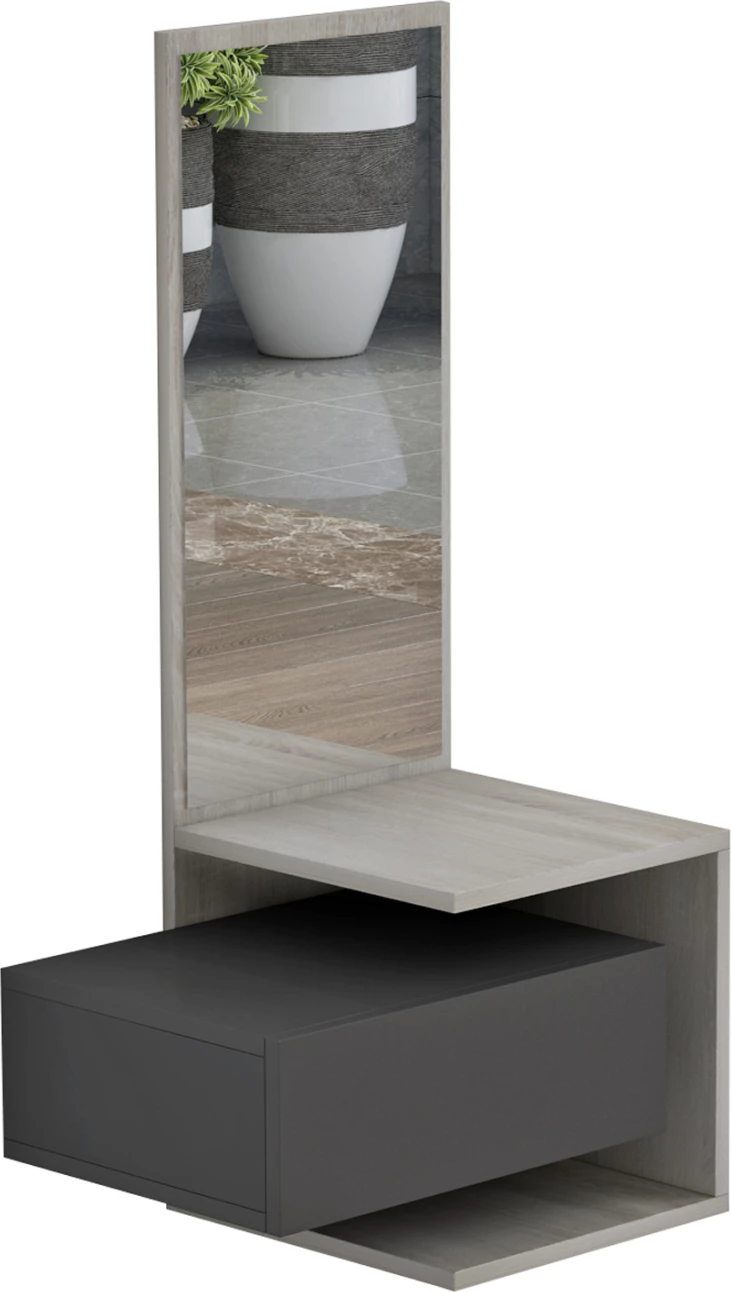 Mobilje hyrëse me pasqyrë MEARA FH8984.11 melaminë në Sonama-Gri 49,1x31,3x90Hcm